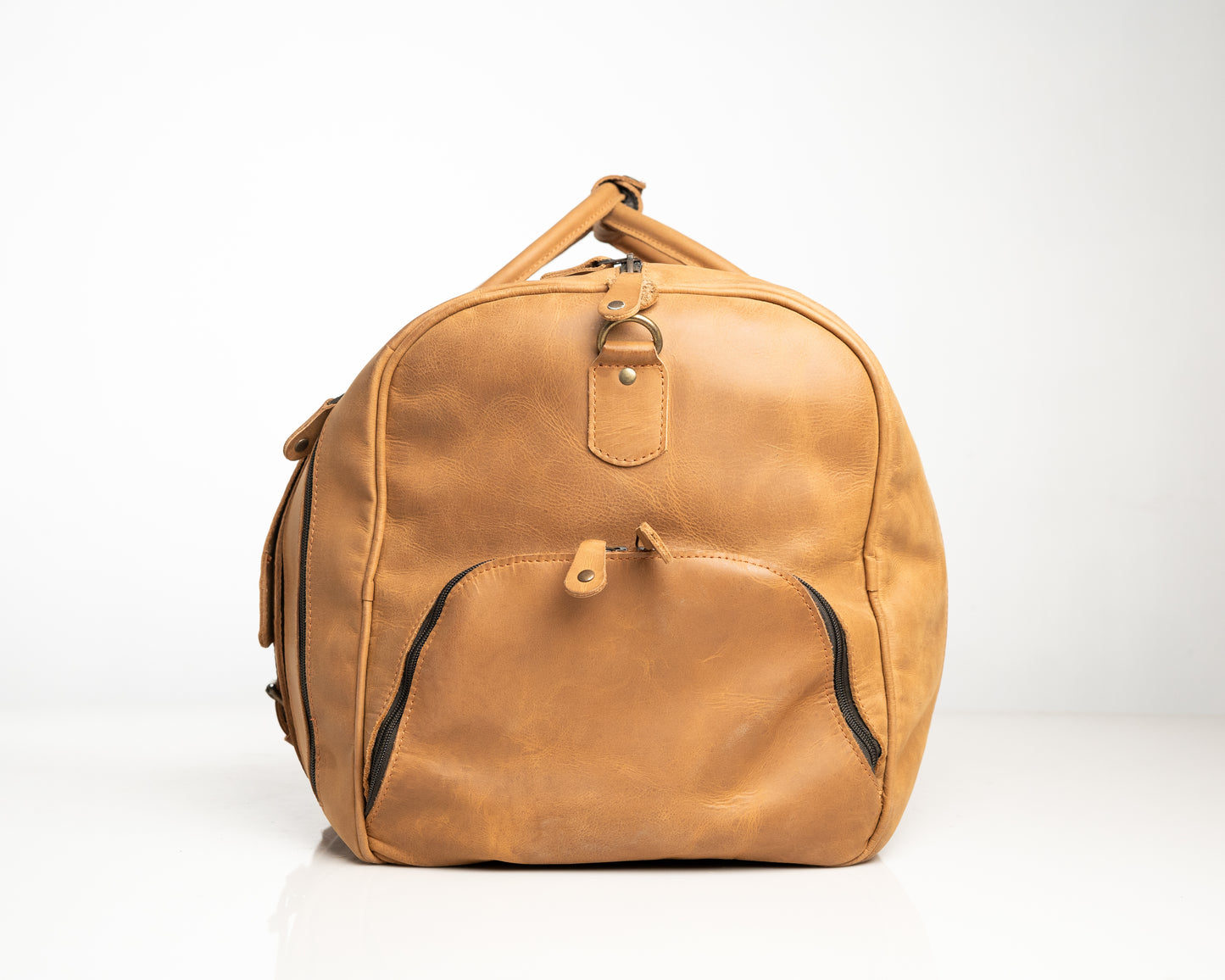 Premium Large Leather Duffel Bag – Classic Tan