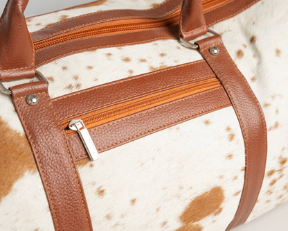 Genuine Cowhide Leather Duffle Bag – Handcrafted, Multi-Color Pattern