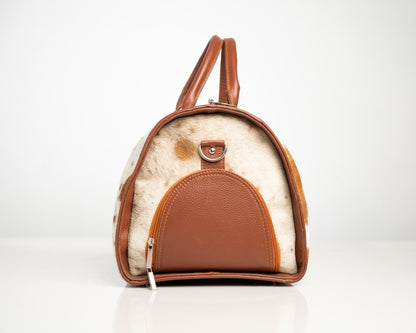 Genuine Cowhide Leather Duffle Bag – Handcrafted, Multi-Color Pattern
