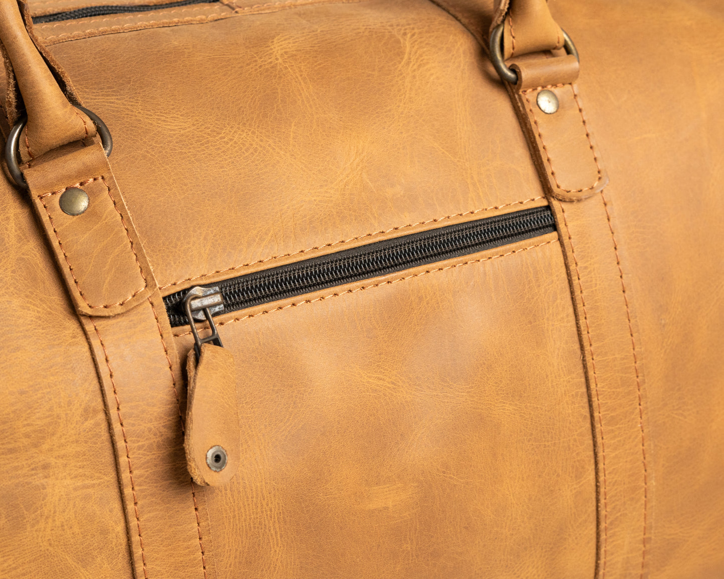 Premium Large Leather Duffel Bag – Classic Tan