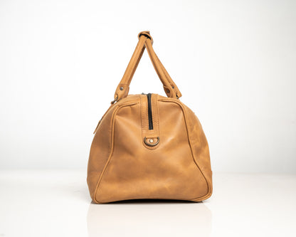 Premium Large Leather Duffel Bag – Classic Tan