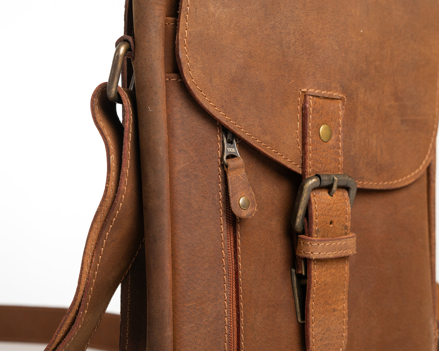 Vintage Leather Crossbody Messenger Bag – Rustic Brown