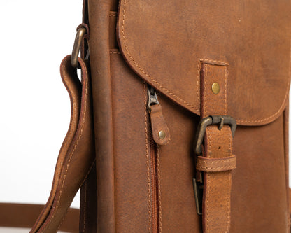 Vintage Leather Crossbody Messenger Bag – Rustic Brown