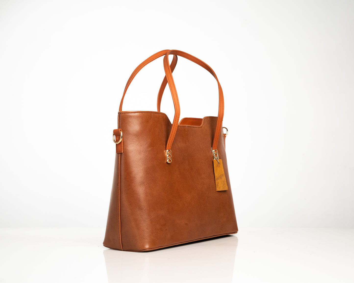 Elegant Classic Brown Leather Tote Bag
