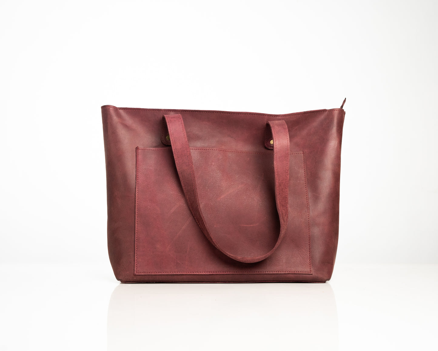 Elegant Burgundy Leather Tote Bag – Timeless Style & Durable Craftsmanship