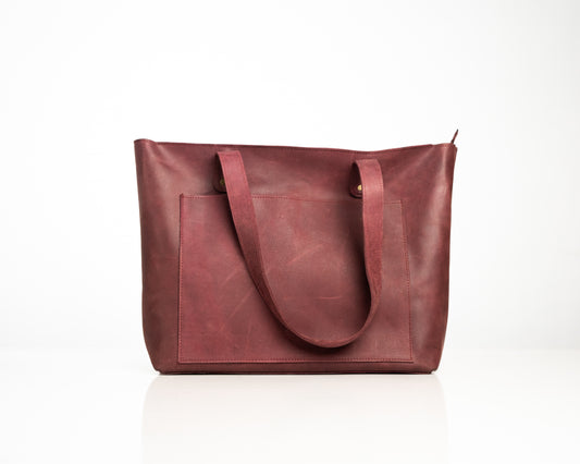 Elegant Burgundy Leather Tote Bag – Timeless Style & Durable Craftsmanship