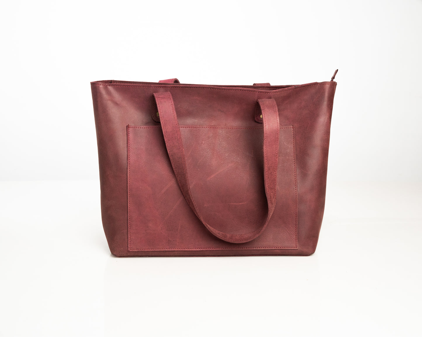 Elegant Burgundy Leather Tote Bag – Timeless Style & Durable Craftsmanship
