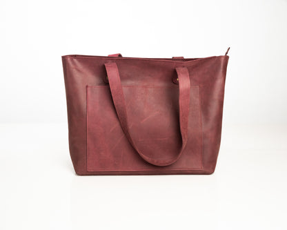 Elegant Burgundy Leather Tote Bag – Timeless Style & Durable Craftsmanship
