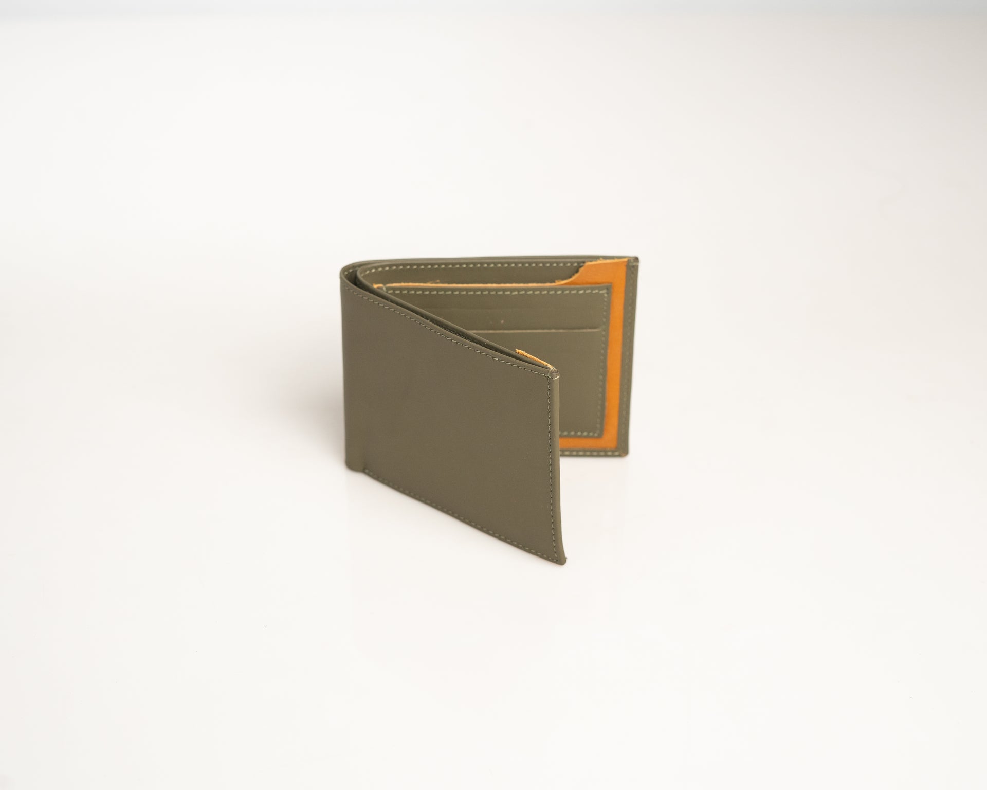 Premium Leather Bifold Wallet in Olive Green