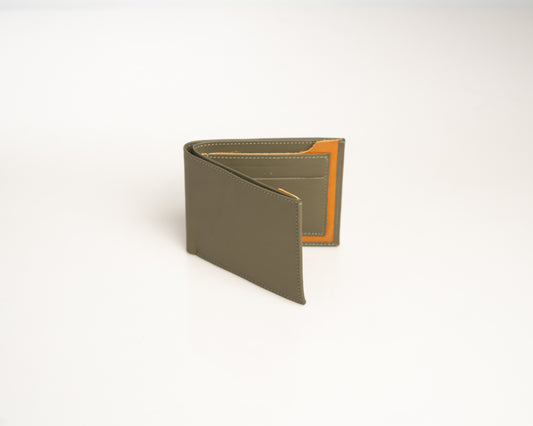 Premium Leather Bifold Wallet in Olive Green