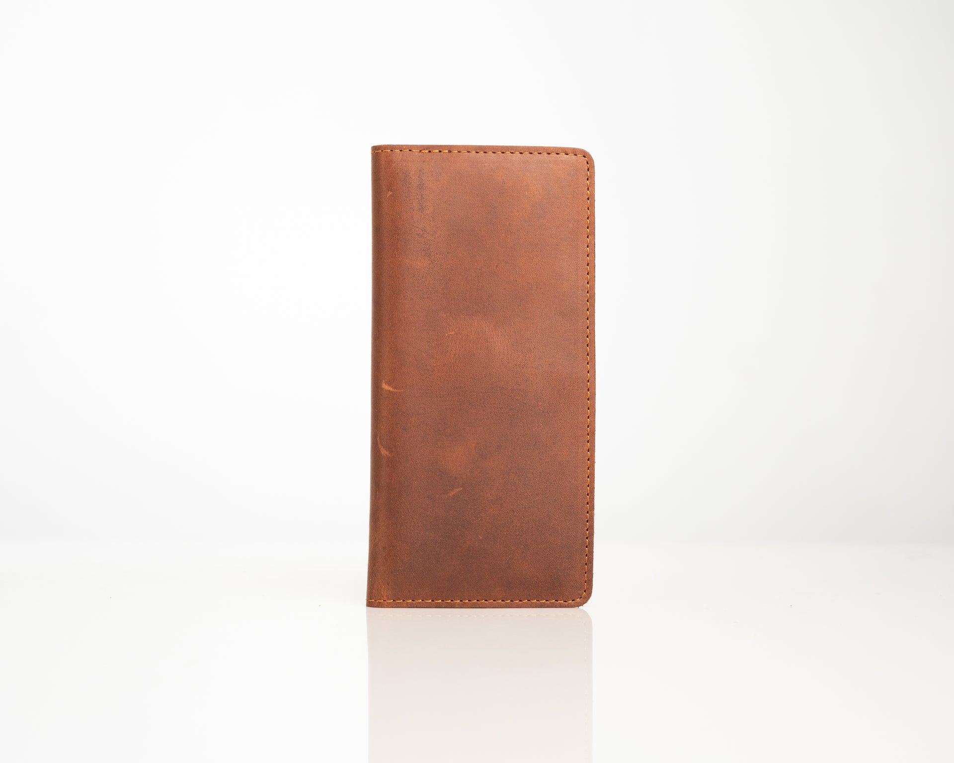 Rustic Tan Leather Wallet – Handcrafted Long Bifold with Vintage Finish