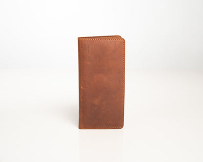 Rustic Tan Leather Wallet – Handcrafted Long Bifold with Vintage Finish
