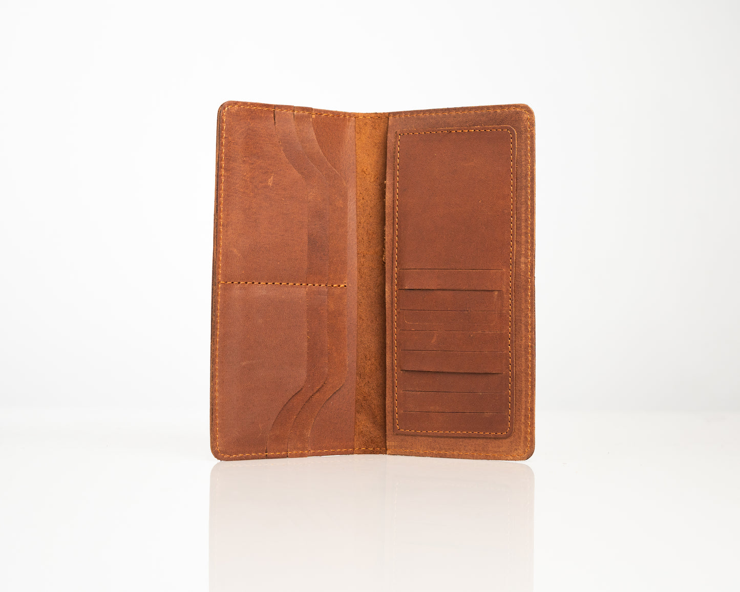 Rustic Tan Leather Wallet – Handcrafted Long Bifold with Vintage Finish