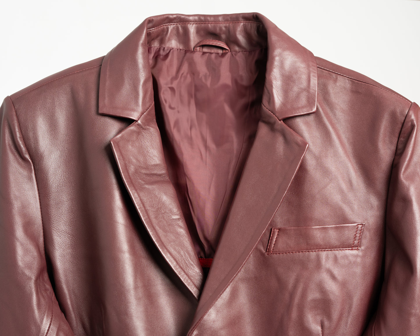 Men's Genuine Sheep Leather Biker Jacket – Burgundy Classic Fit