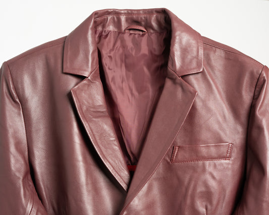 Men's Genuine Sheep Leather Biker Jacket – Burgundy Classic Fit