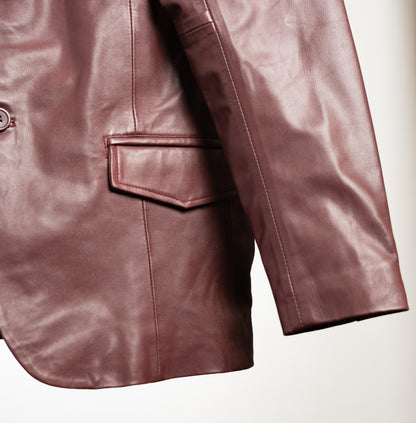 Men's Genuine Sheep Leather Biker Jacket – Burgundy Classic Fit