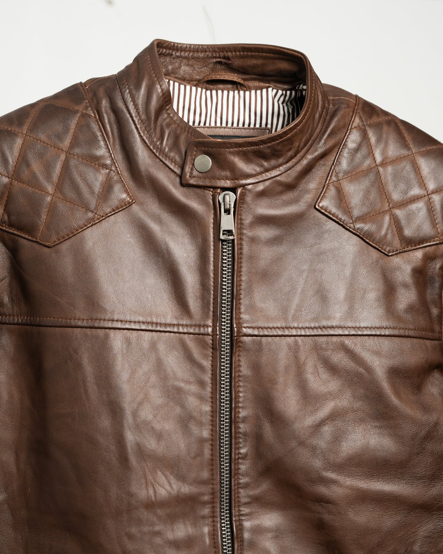 Men’s Brown Quilted Leather Biker Jacket – Premium Quality & Timeless Style