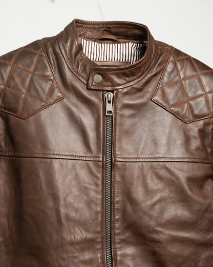 Men’s Brown Quilted Leather Biker Jacket – Premium Quality & Timeless Style