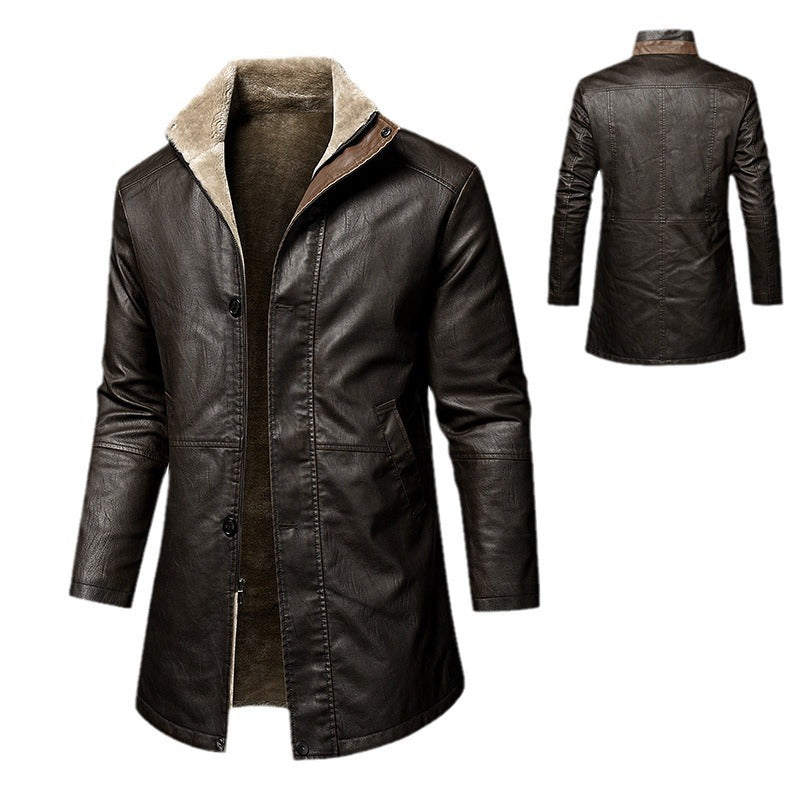 Leather Extended Plus Size PU Leather Coat