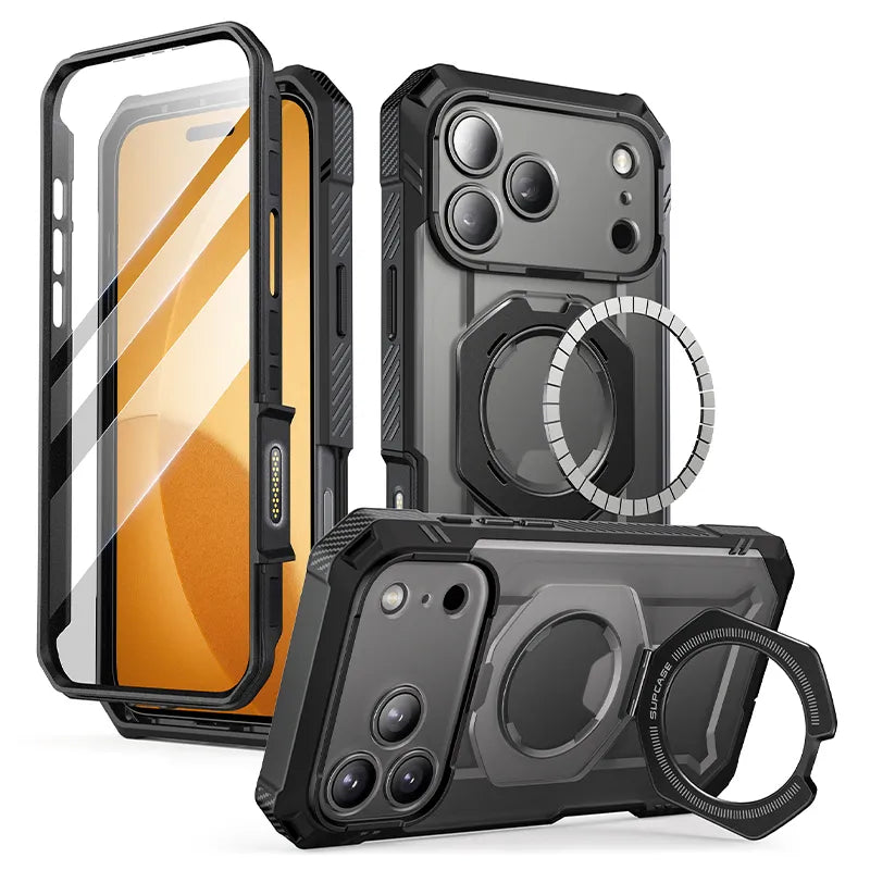 UB GRIP PRO Series iPhone 17 Pro MagSafe Phone Case with HD Tempered Glass - Black