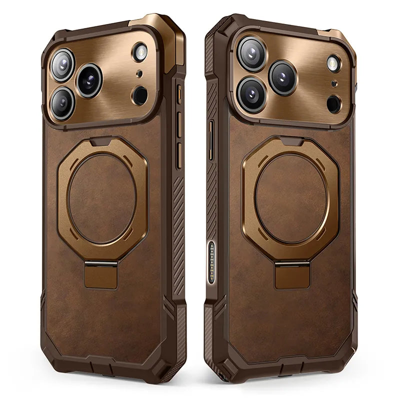UB GRIP Series iPhone 17 Pro Max Premium Leather Phone Case - Brown