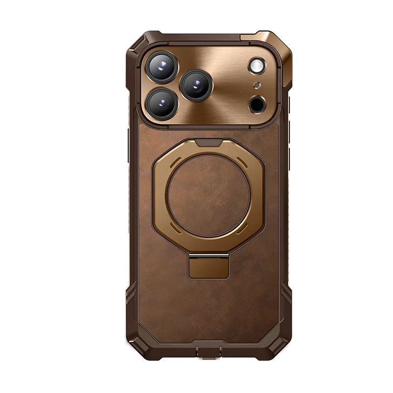 UB GRIP Series iPhone 17 Pro Max Premium Leather Phone Case - Brown