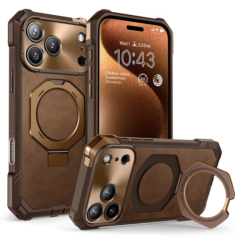 UB GRIP Series iPhone 17 Pro Max Premium Leather Phone Case - Brown