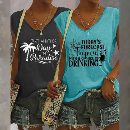 Women's V Neck Sleeveless Tank Tops | x 2 Pc