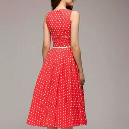 Women's Vintage Polka Dot Sleeveless Dress