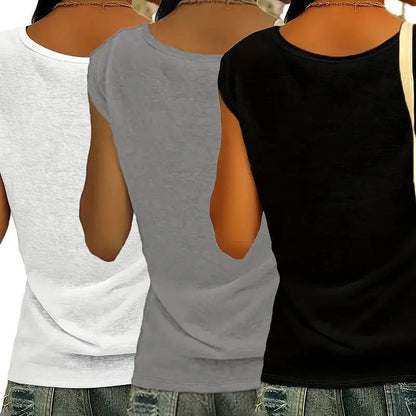 Women's Cap Sleeve V Neck Tops x3 Pieces