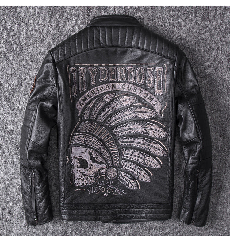 Stand Collar Leather Jacket