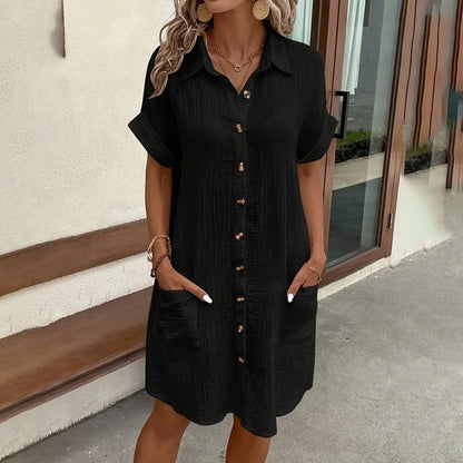 Women's Button Down Dress With Pockets
