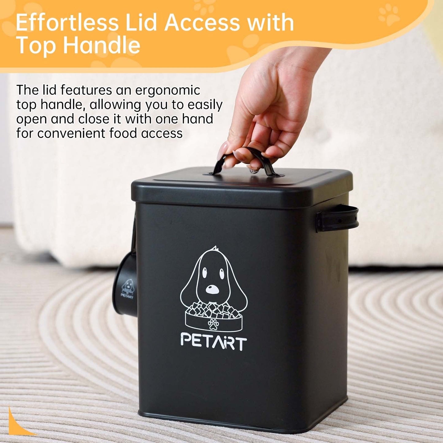 Metal Pet Food Storage Container With Spoon