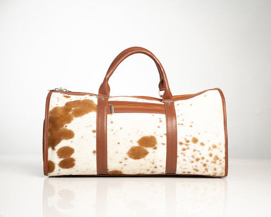 Genuine Cowhide Leather Duffle Bag – Handcrafted, Multi-Color Pattern