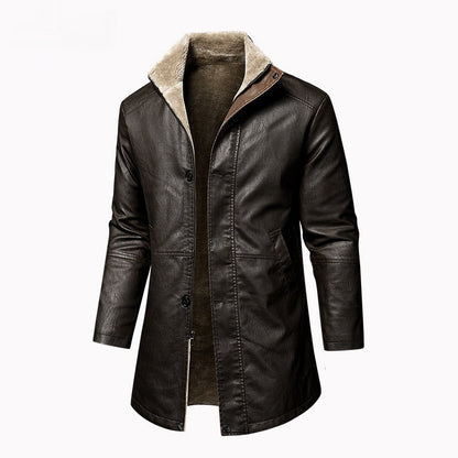 Leather Extended Plus Size PU Leather Coat