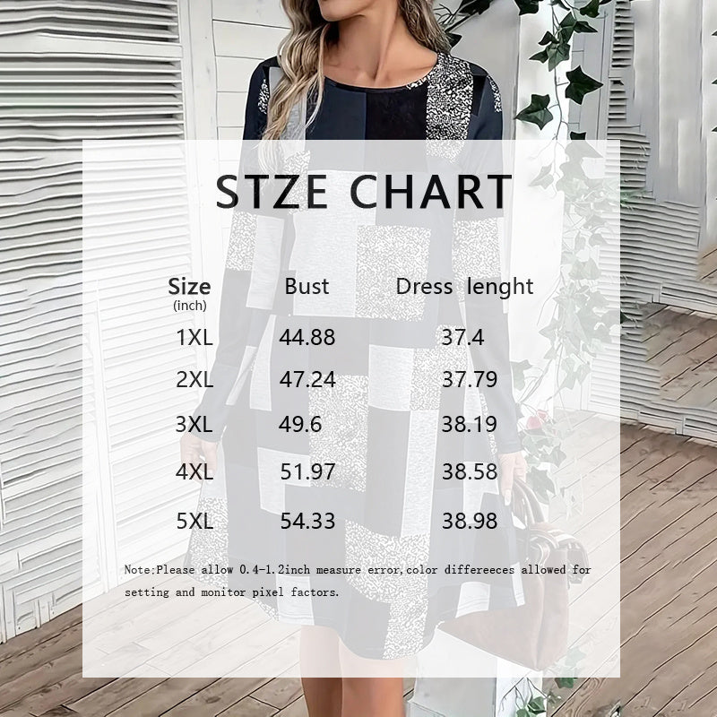 Digital Print Elegant Spring & Fall Dress