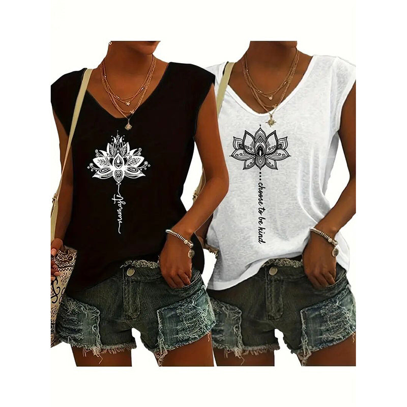 Women's V Neck Sleeveless Tank Tops | x 2 Pc