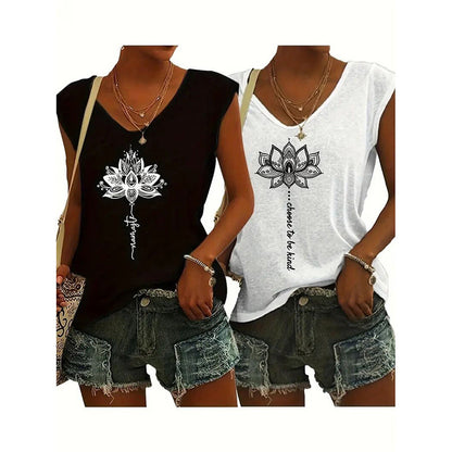 Women's V Neck Sleeveless Tank Tops | x 2 Pc