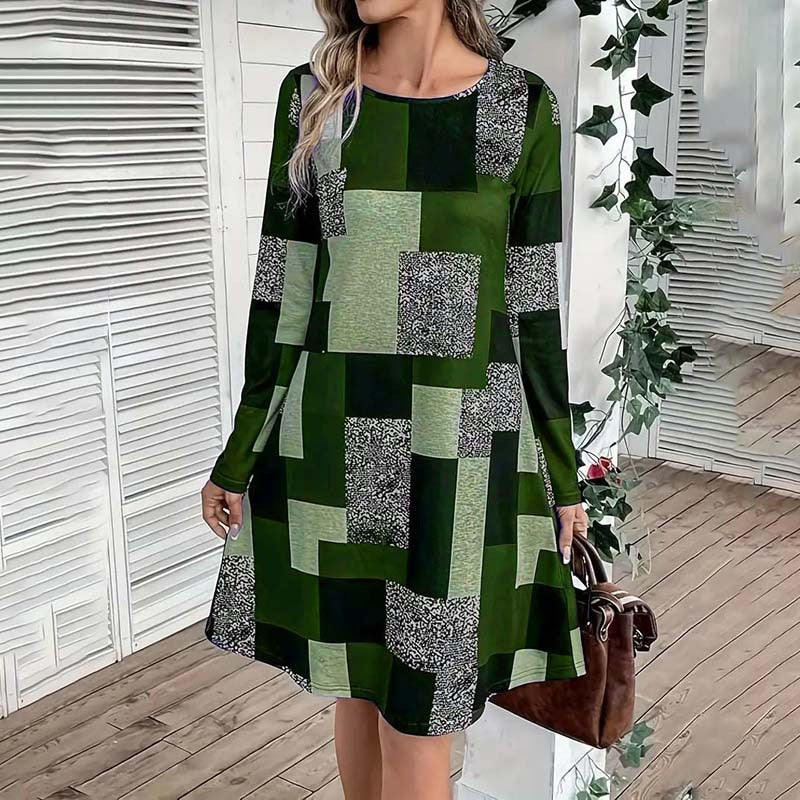 Digital Print Elegant Spring & Fall Dress
