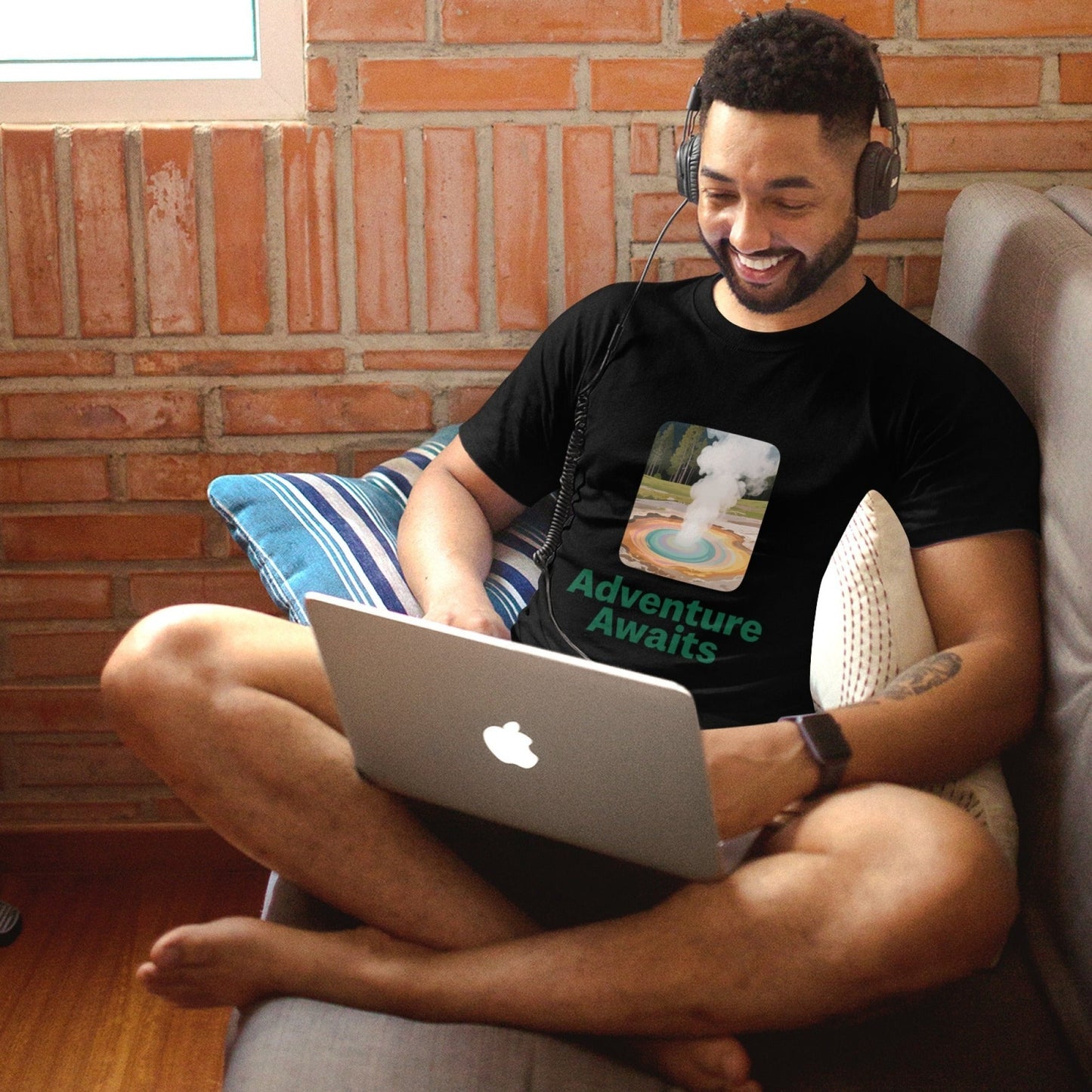 Solid Color Printed Men's Pure Cotton T-shirt