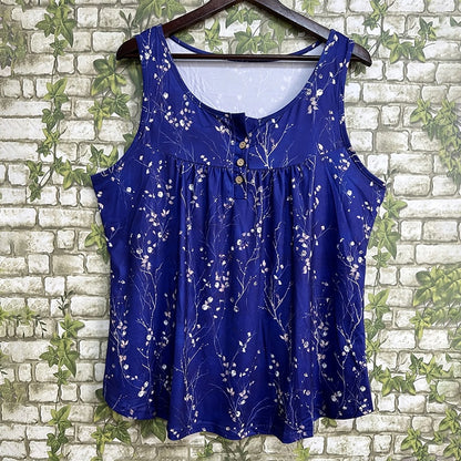 Size Sleeveless Button-Front Blouse
