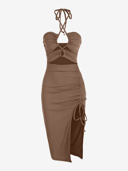 Sex Midi Halter Dress For Party