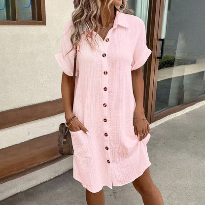 Women's Button Down Dress With Pockets
