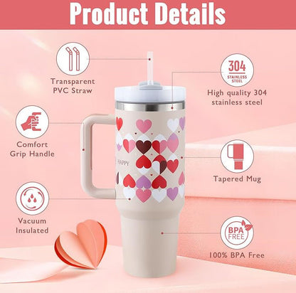 40 Oz Tumbler With Handle Straw