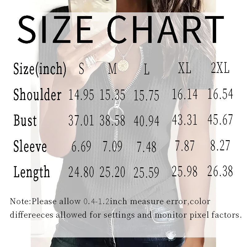 Women's Zipper V Neck Tops x2 Pieces