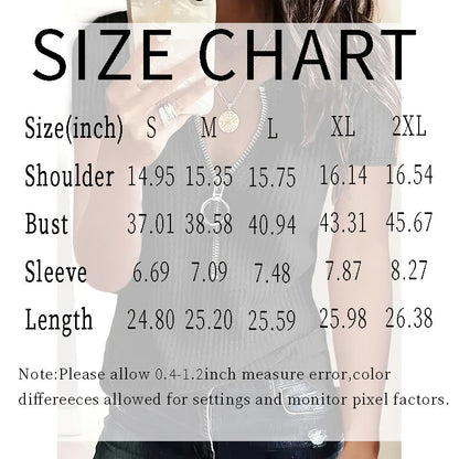 Women's Zipper V Neck Tops x2 Pieces