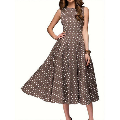 Women's Vintage Polka Dot Sleeveless Dress
