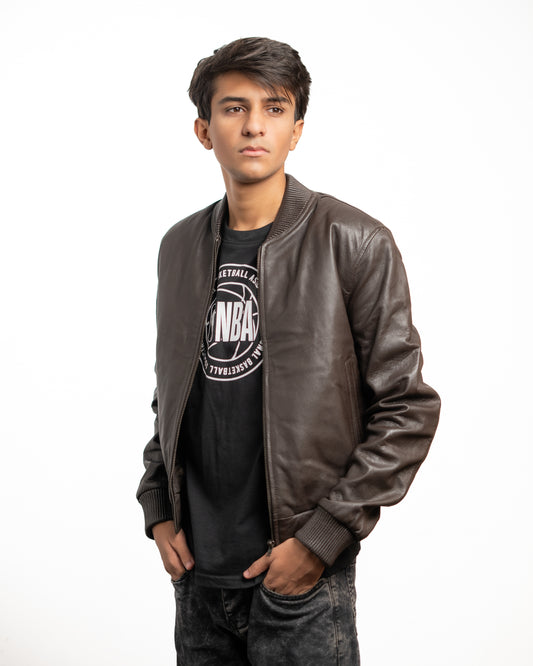 The Urban Bomber | Men’s Sheep Leather Jacket in Espresso Brown