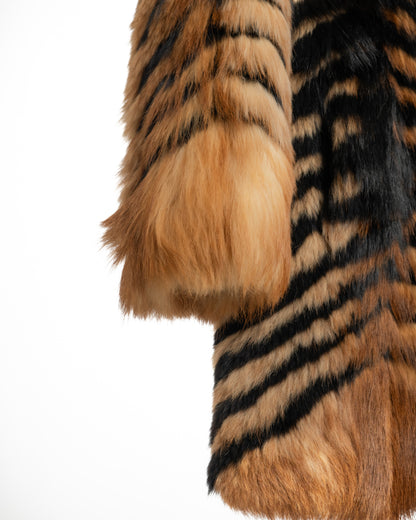 Luxury Tiger-Patterned Real Fur Jacket | Statement Outerwear