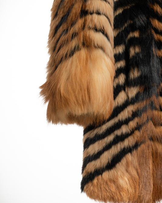 Luxury Tiger-Patterned Real Fur Jacket | Statement Outerwear